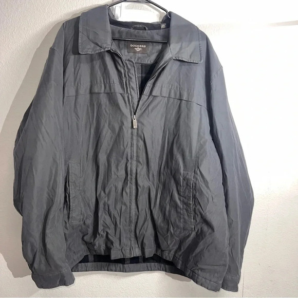 Dockers Iron Grey Men’s Jacket Size XXL Plaid Lined Zip...